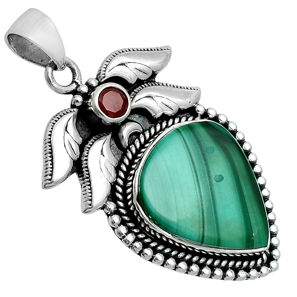 Premium Quality Malachite Eye - Congo & Garnet Pendant P-1740 41-EP10301