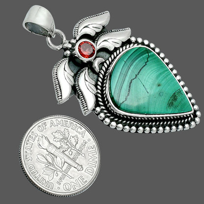 Premium Quality Malachite Eye - Congo & Garnet Pendant P-1740 41-EP10303