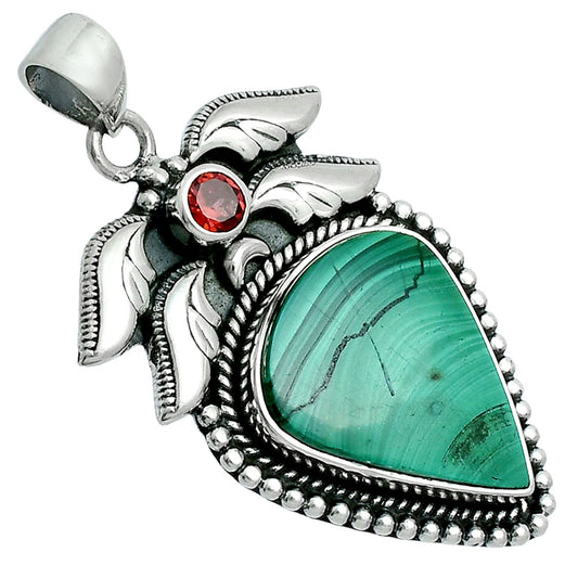 Premium Quality Malachite Eye - Congo & Garnet Pendant P-1740 41-EP10303