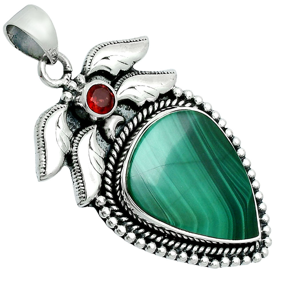 Premium Quality Malachite Eye - Congo & Garnet Pendant P-1740 41-EP10305