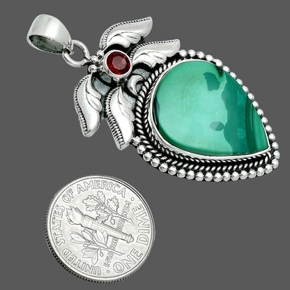 Premium Quality Malachite Eye - Congo & Garnet Pendant P-1740 41-EP10306