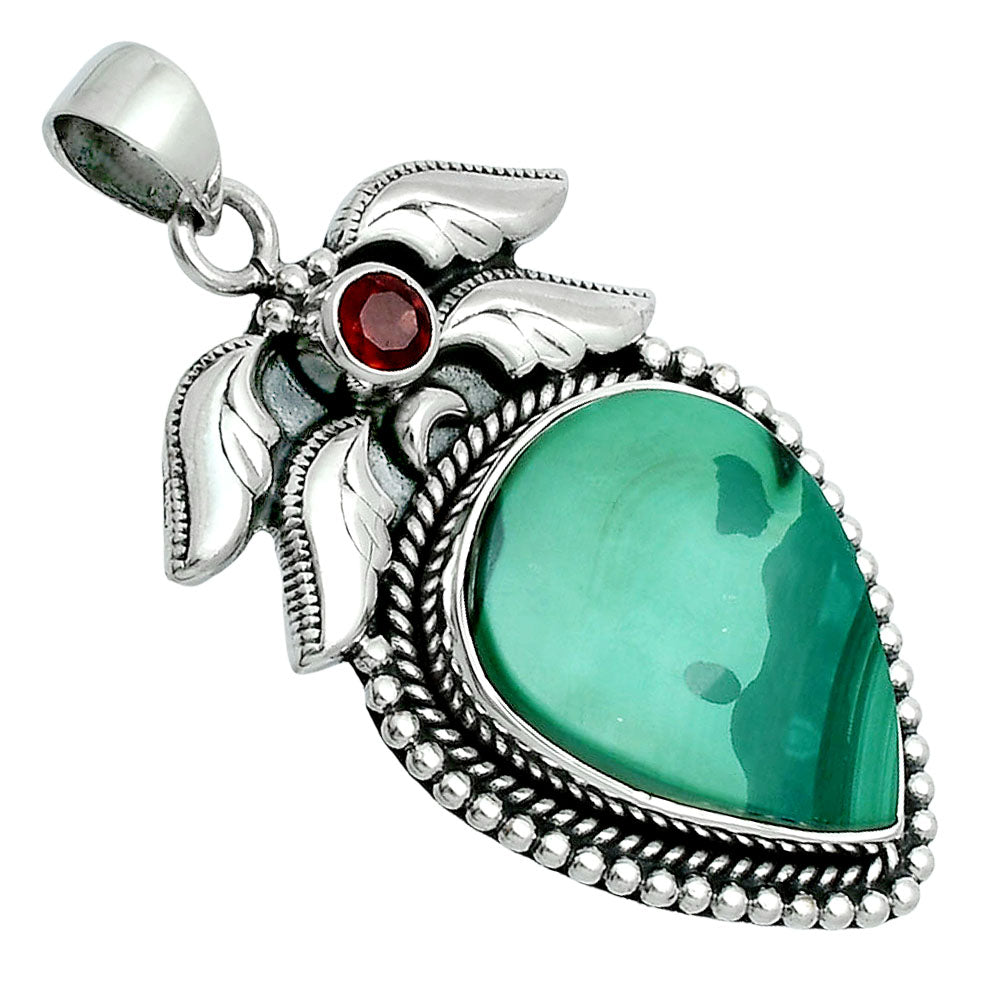 Premium Quality Malachite Eye - Congo & Garnet Pendant P-1740 41-EP10306
