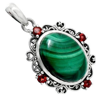 Premium Malachite Eye & Garnet Pendant P-1743 41-EP10310