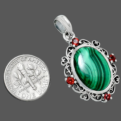 Premium Malachite Eye & Garnet Pendant P-1743 41-EP10311