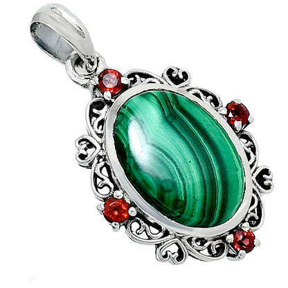 Premium Malachite Eye & Garnet Pendant P-1743 41-EP10311