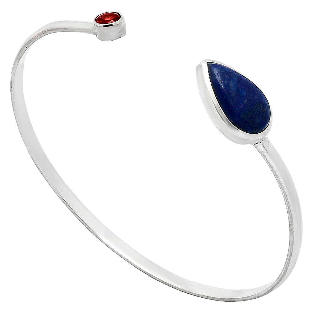 Premium Quality Lapis Lazuli & Garnet Cuff Bangle Bracelet B-1004 42-EB10460