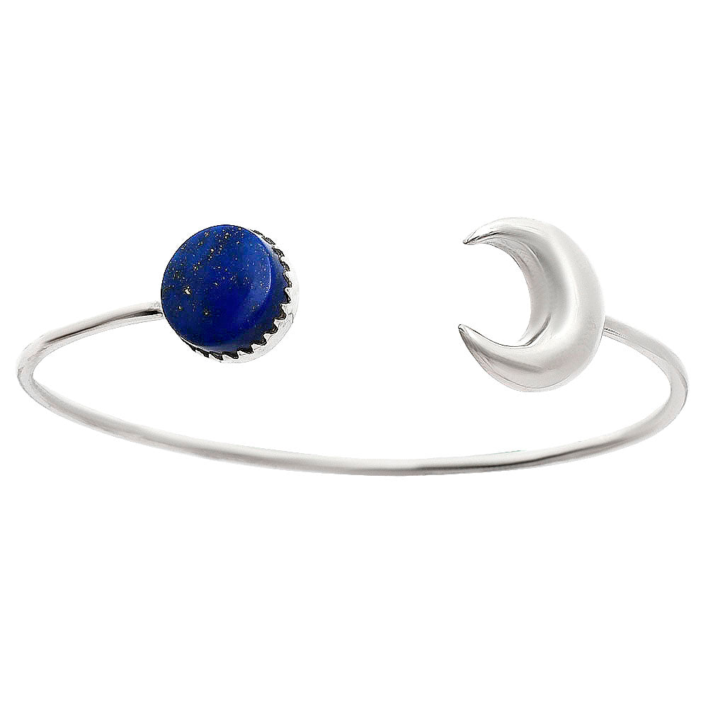 Premium Crescent Moon - Lapis Lazuli Cuff Bangle Bracelet B-1046 42-EB10471