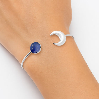 Premium Crescent Moon - Lapis Lazuli Cuff Bangle Bracelet B-1046 42-EB10471