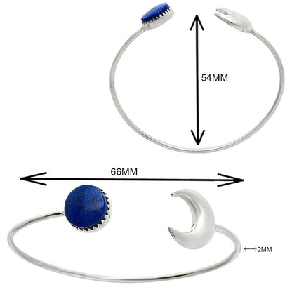 Premium Crescent Moon - Lapis Lazuli Cuff Bangle Bracelet B-1046 42-EB10472