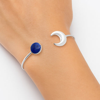 Premium Crescent Moon - Lapis Lazuli Cuff Bangle Bracelet B-1046 42-EB10472