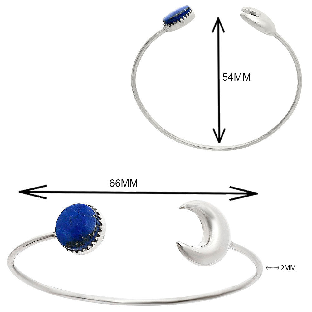 Premium Crescent Moon - Lapis Lazuli Cuff Bangle Bracelet B-1046 42-EB10473