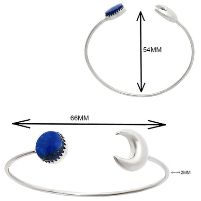 Premium Crescent Moon - Lapis Lazuli Cuff Bangle Bracelet B-1046 42-EB10473