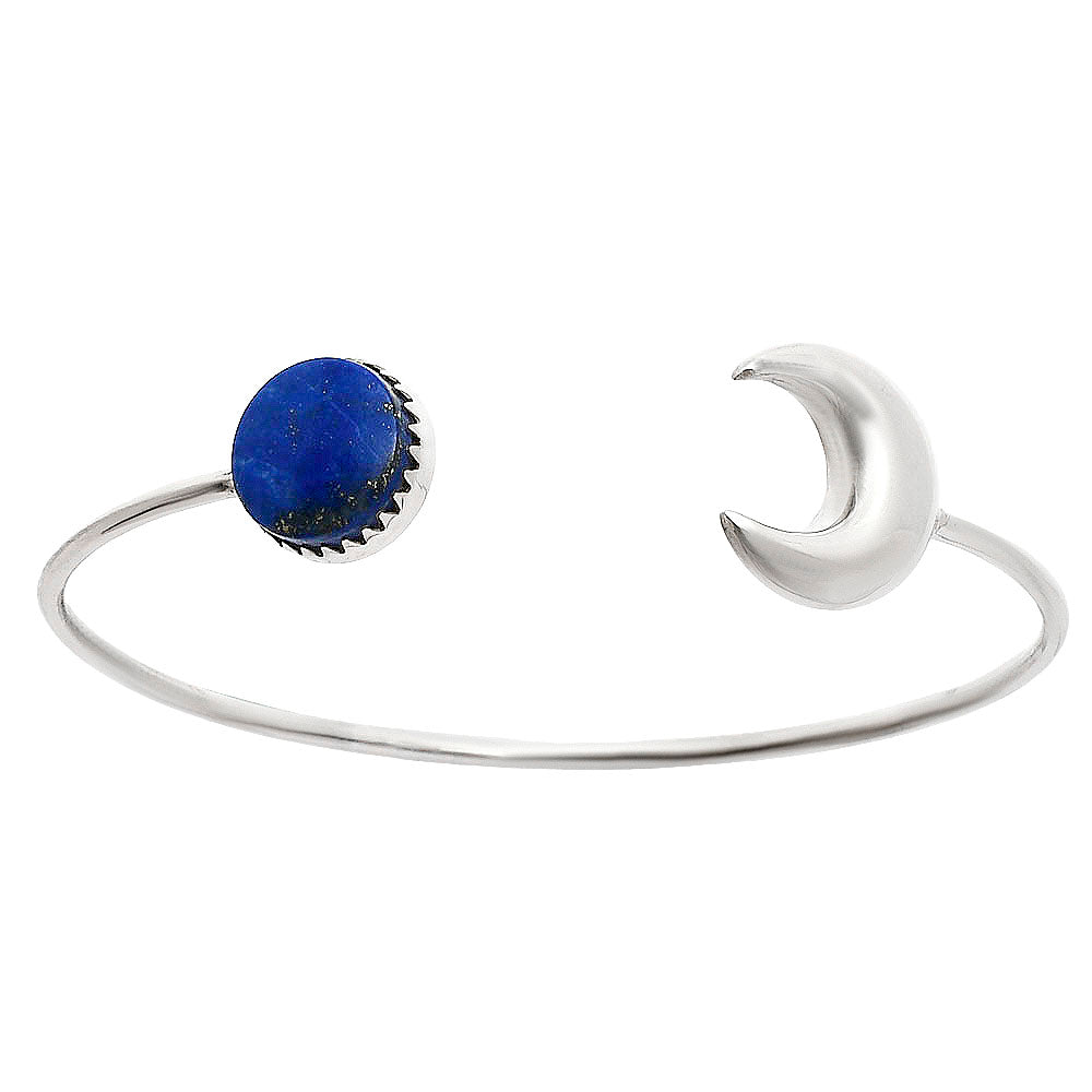 Premium Crescent Moon - Lapis Lazuli Cuff Bangle Bracelet B-1046 42-EB10473