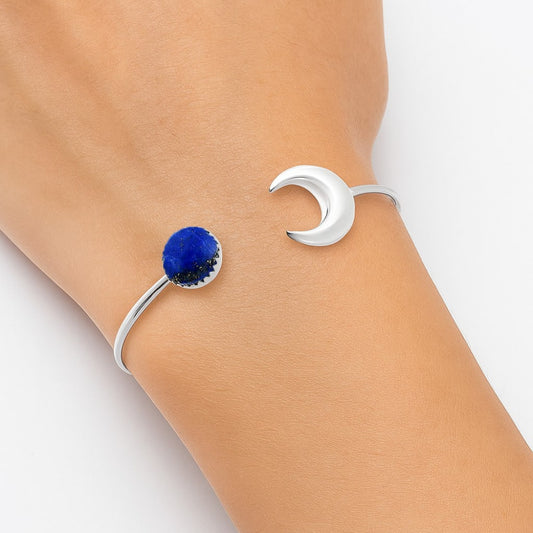 Premium Crescent Moon - Lapis Lazuli Cuff Bangle Bracelet B-1046 42-EB10473