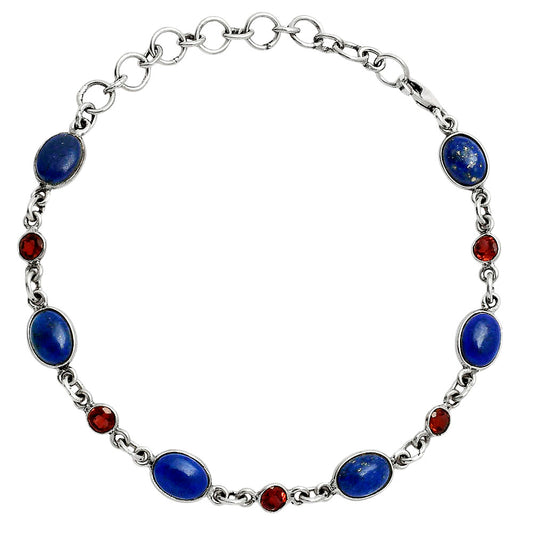 Premium Quality Lapis Lazuli - Afghanistan & Garnet Bracelet B-1006 42-EB10487