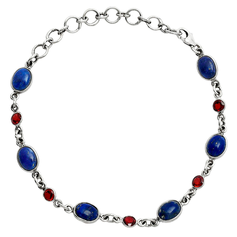 Premium Quality Lapis Lazuli - Afghanistan & Garnet Bracelet B-1006 42-EB10488