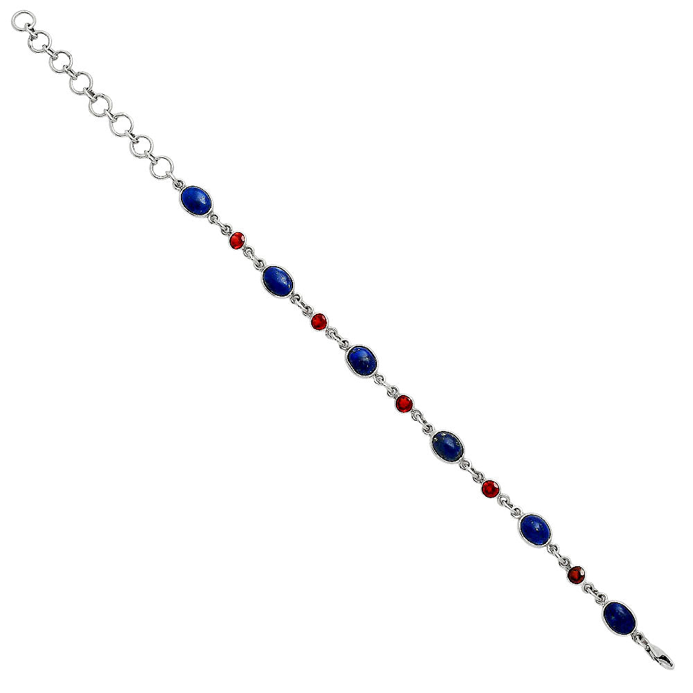Premium Quality Lapis Lazuli - Afghanistan & Garnet Bracelet B-1006 42-EB10488