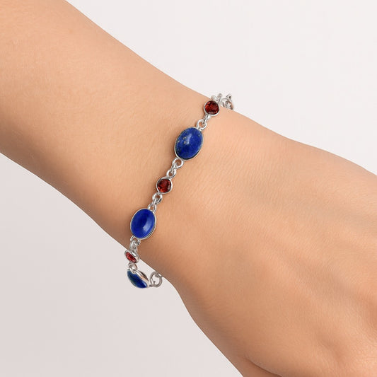 Premium Quality Lapis Lazuli - Afghanistan & Garnet Bracelet B-1006 42-EB10488