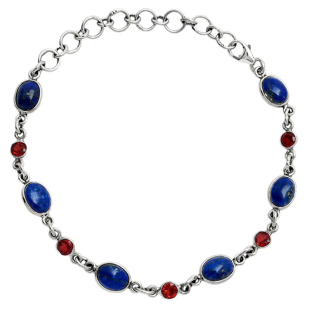Premium Quality Lapis Lazuli - Afghanistan & Garnet Bracelet B-1006 42-EB10489
