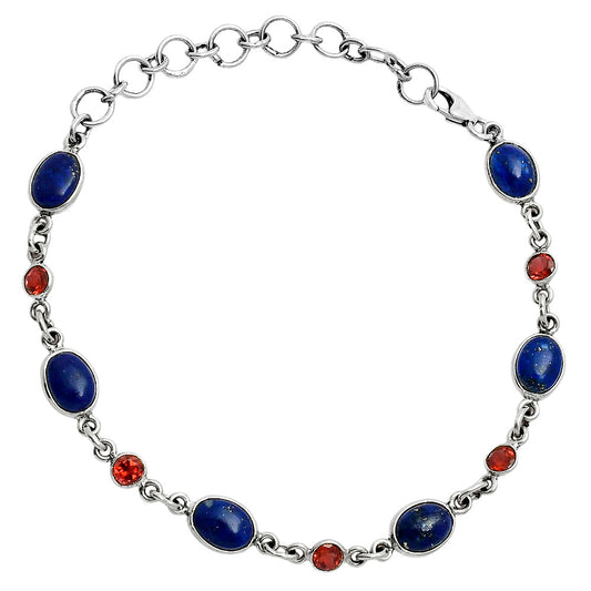 Premium Quality Lapis Lazuli - Afghanistan & Garnet Bracelet B-1006 42-EB10490
