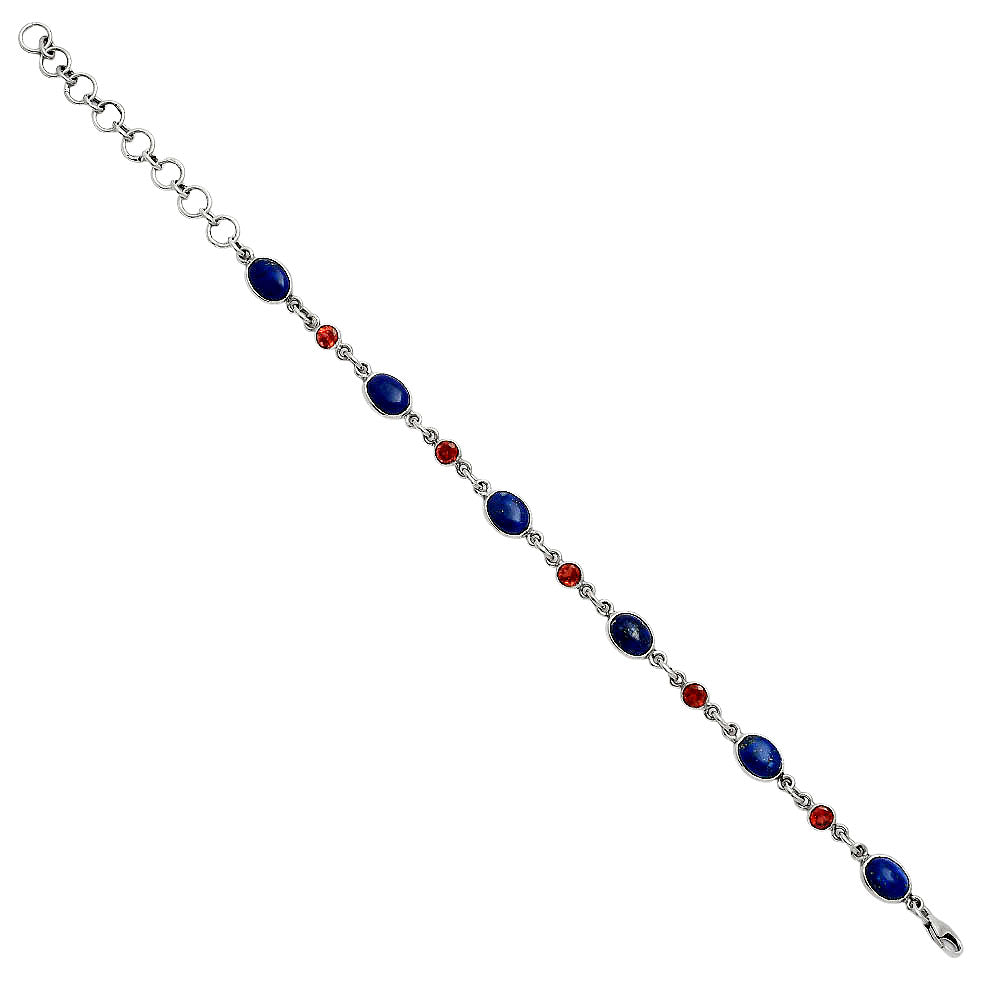 Premium Quality Lapis Lazuli - Afghanistan & Garnet Bracelet B-1006 42-EB10490