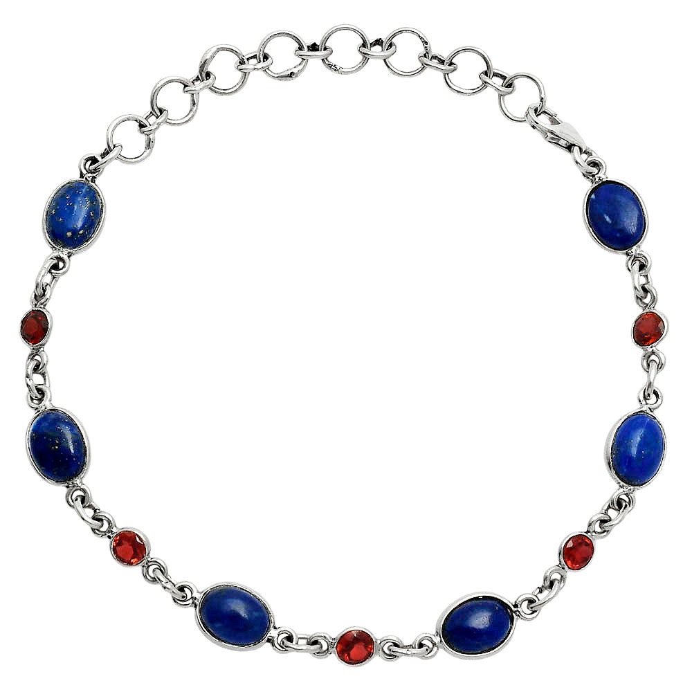 Premium Quality Lapis Lazuli - Afghanistan & Garnet Bracelet B-1006 42-EB10491