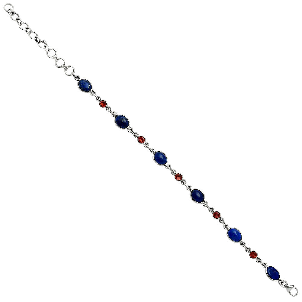 Premium Quality Lapis Lazuli - Afghanistan & Garnet Bracelet B-1006 42-EB10491