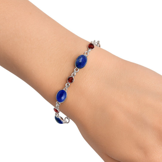 Premium Quality Lapis Lazuli - Afghanistan & Garnet Bracelet B-1006 42-EB10491