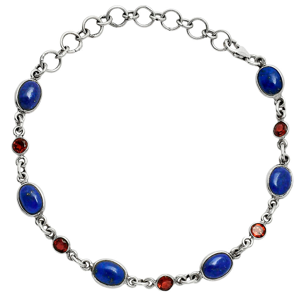 Premium Quality Lapis Lazuli - Afghanistan & Garnet Bracelet B-1006 42-EB10494