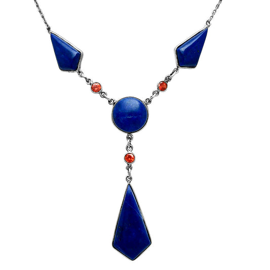 Premium Quality Lapis Lazuli - Afghanistan & Garnet Necklace N-1023 42-EN10123