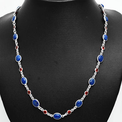 Premium Quality Lapis Lazuli - Afghanistan & Garnet Necklace N-1024 42-EN10127