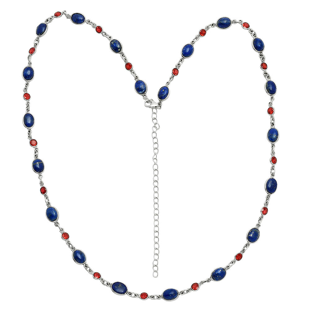 Premium Quality Lapis Lazuli - Afghanistan & Garnet Necklace N-1024 42-EN10127