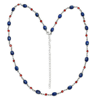 Premium Quality Lapis Lazuli - Afghanistan & Garnet Necklace N-1024 42-EN10127