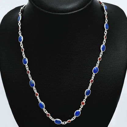 Premium Quality Lapis Lazuli - Afghanistan & Garnet Necklace N-1024 42-EN10128