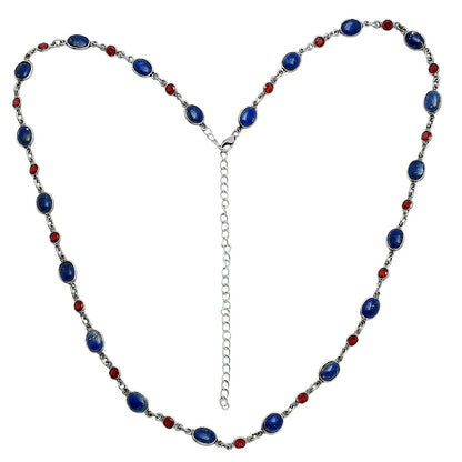 Premium Quality Lapis Lazuli - Afghanistan & Garnet Necklace N-1024 42-EN10128