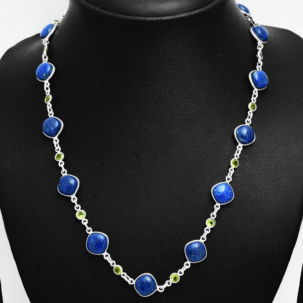 Premium Quality Lapis Lazuli - Afghanistan & Peridot Necklace N-1024 42-EN10129