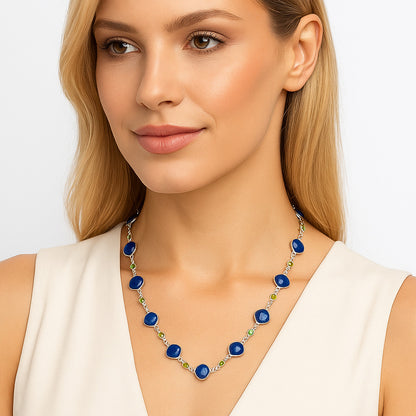 Premium Quality Lapis Lazuli - Afghanistan & Peridot Necklace N-1024 42-EN10129