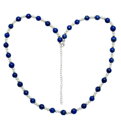Premium Quality Lapis Lazuli & Pearl Beaded Necklace N-1025 42-EN10130