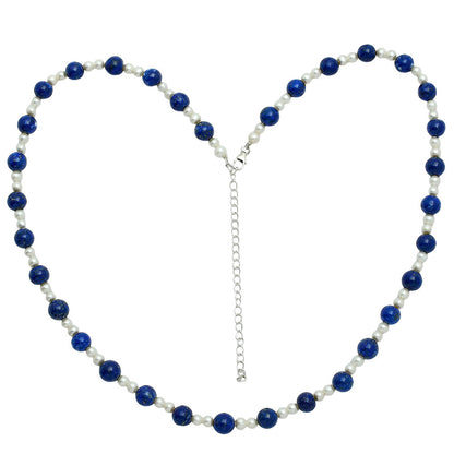 Premium Quality Lapis Lazuli & Pearl Beaded Necklace N-1025 42-EN10131