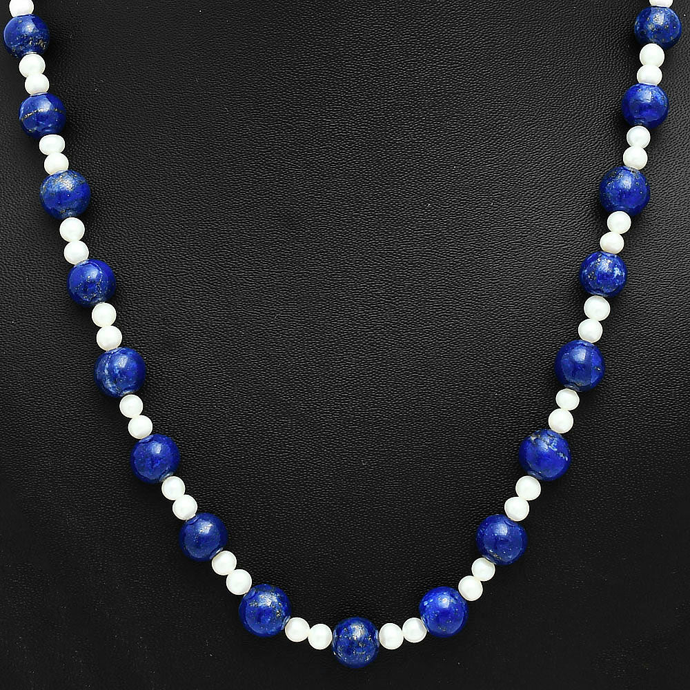 Premium Quality Lapis Lazuli & Pearl Beaded Necklace N-1025 42-EN10132