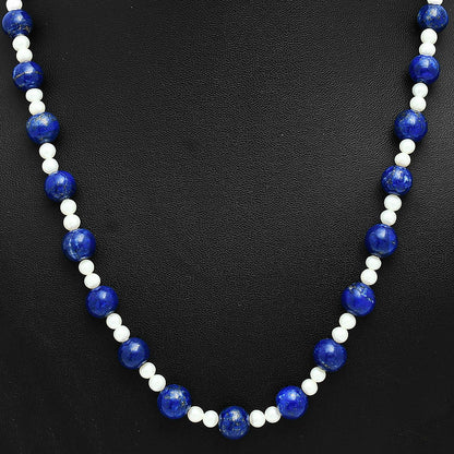 Premium Quality Lapis Lazuli & Pearl Beaded Necklace N-1025 42-EN10132