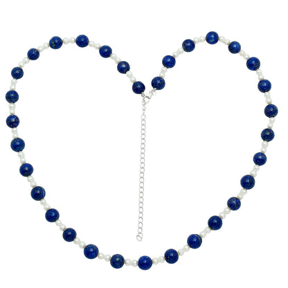 Premium Quality Lapis Lazuli & Pearl Beaded Necklace N-1025 42-EN10132