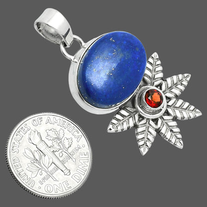 Premium Quality Lapis Lazuli - Afghanistan & Garnet Pendant P-1425 42-EP10318
