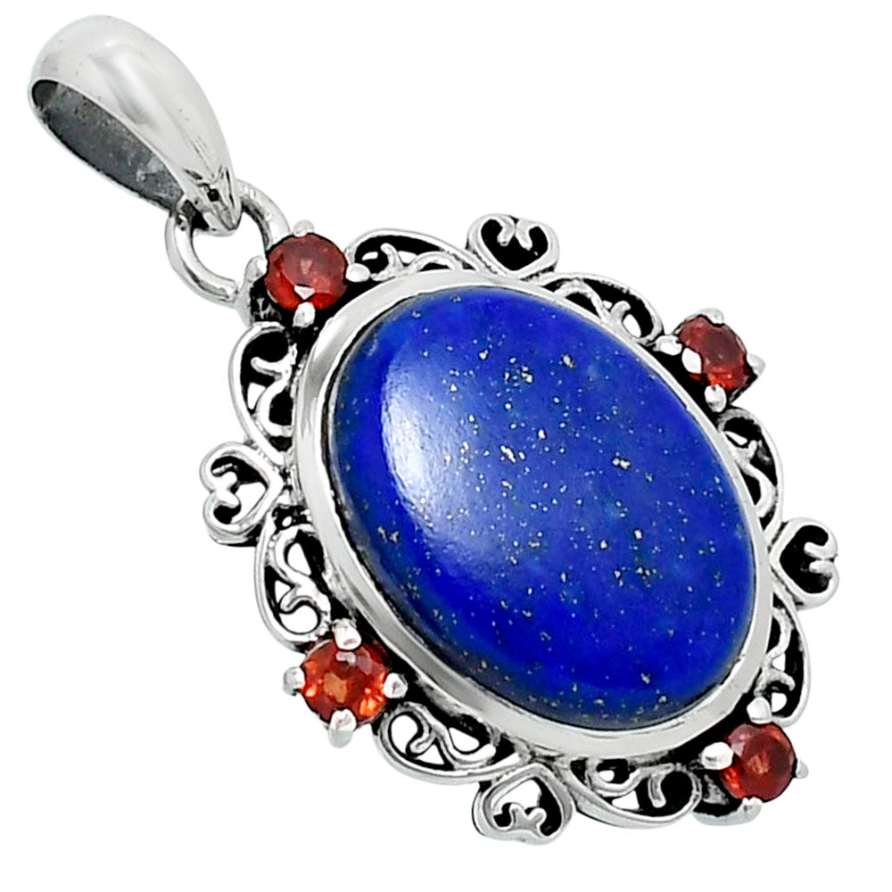 Premium Quality Lapis Lazuli & Garnet Pendant P-1743 42-EP10323