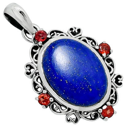 Premium Quality Lapis Lazuli & Garnet Pendant P-1743 42-EP10324