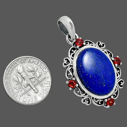Premium Quality Lapis Lazuli & Garnet Pendant P-1743 42-EP10324