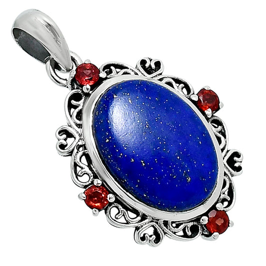 Premium Quality Lapis Lazuli & Garnet Pendant P-1743 42-EP10324
