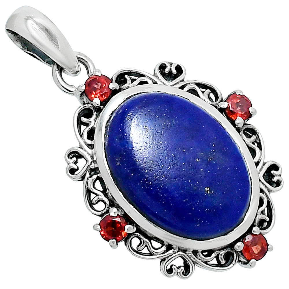 Premium Quality Lapis Lazuli & Garnet Pendant P-1743 42-EP10325