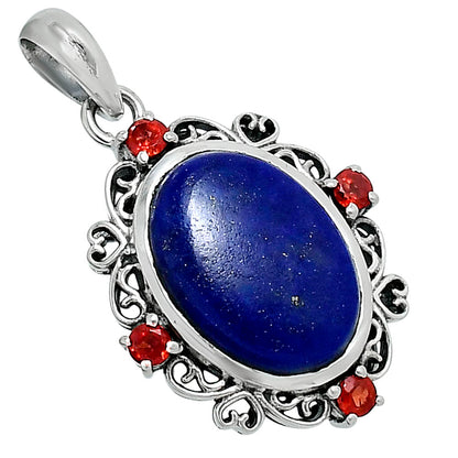 Premium Quality Lapis Lazuli & Garnet Pendant P-1743 42-EP10325