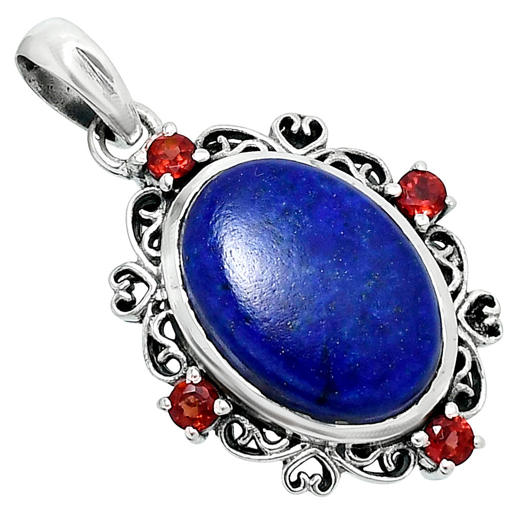 Premium Quality Lapis Lazuli & Garnet Pendant P-1743 42-EP10326